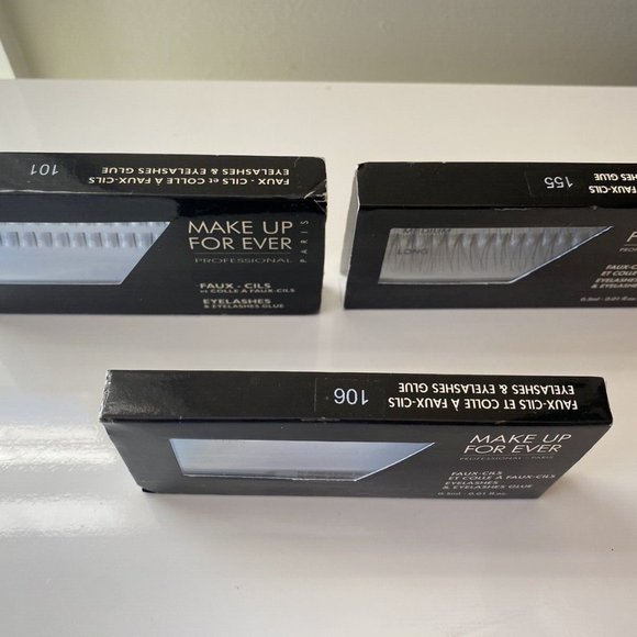 Make Up For Ever Set 3 False Eyelashes Black Strip#106 Clusters#155 Single#101 - Picture 2 of 8